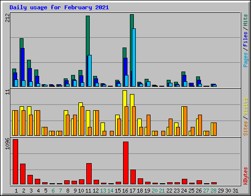 Daily usage for February 2021